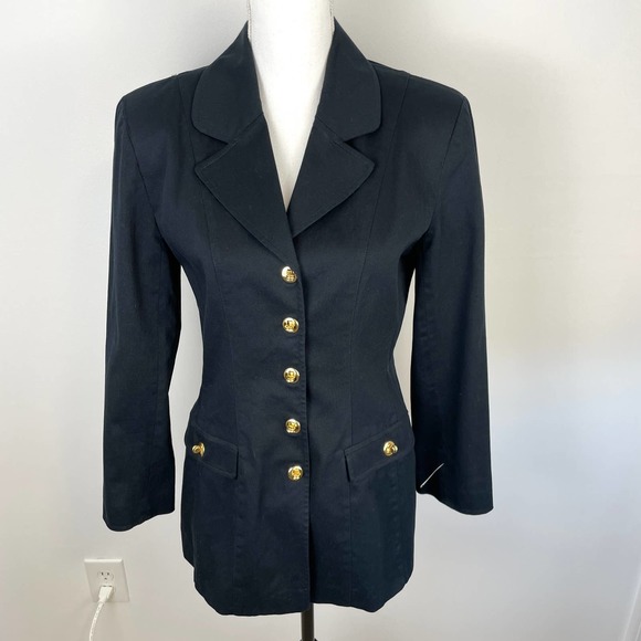 St John Sport By Marie Gray Blazer With Gold Hardware In Navy Size Small
